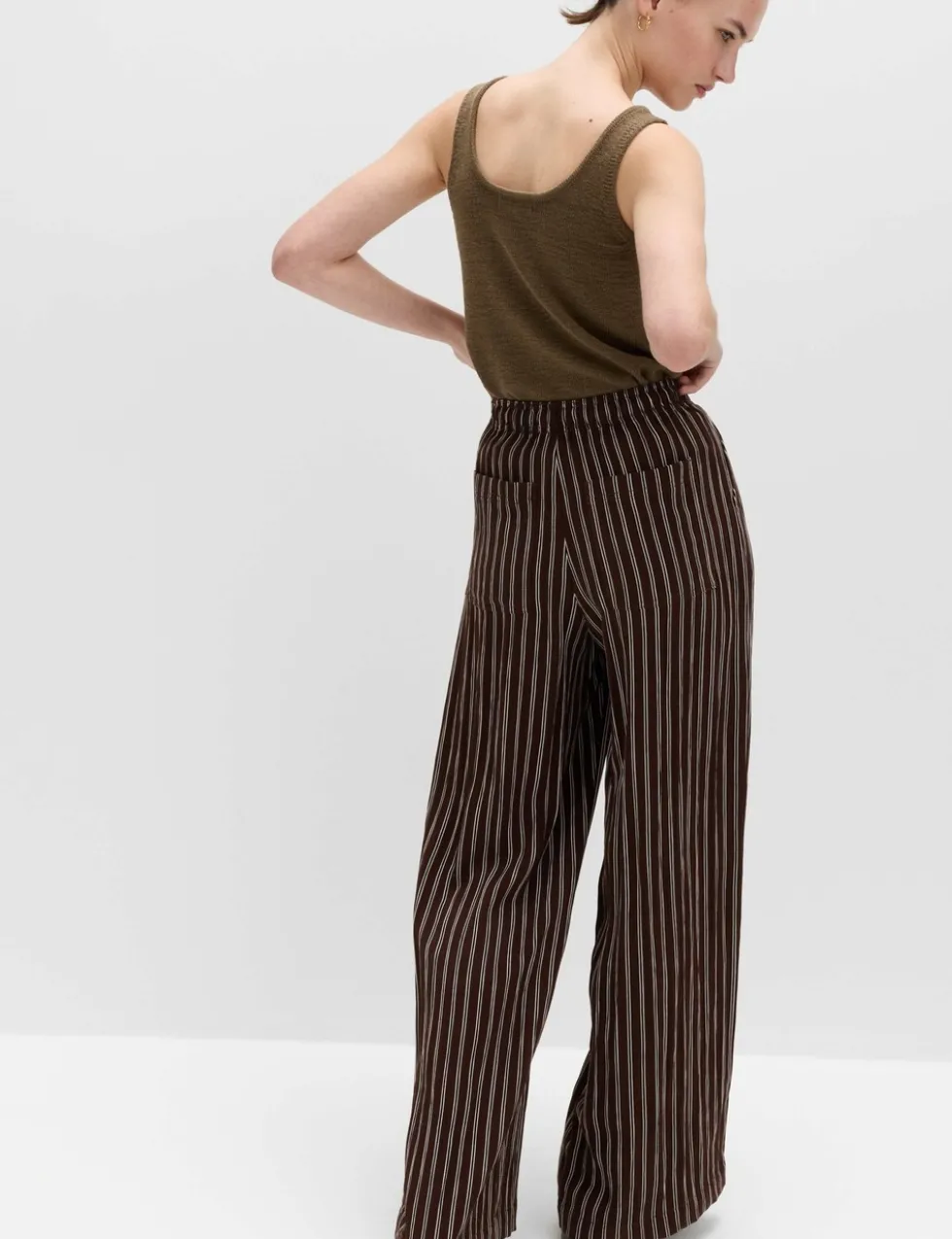 Lyocell Rich Drawstring Wide Leg Trousers