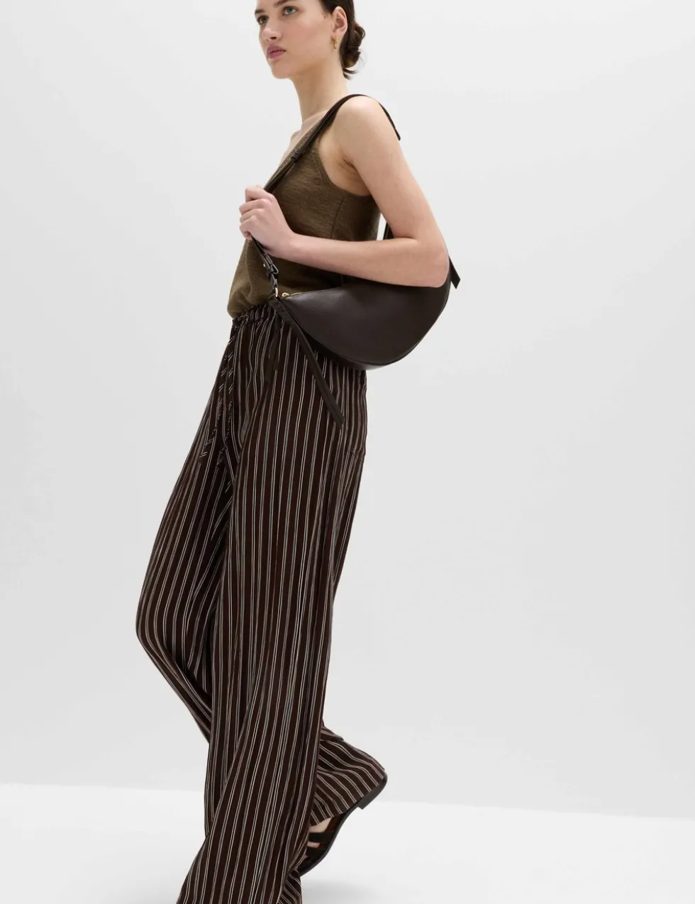 Lyocell Rich Drawstring Wide Leg Trousers