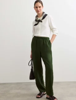 Lyocell Rich Elasticated Waist Tapered Trousers