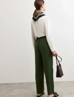 Lyocell Rich Elasticated Waist Tapered Trousers