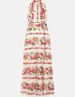 Lyocell Rich Floral Halter Neck Maxi Dress