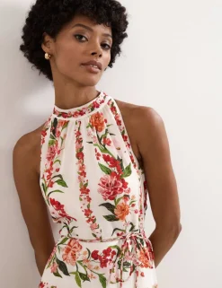 Lyocell Rich Floral Halter Neck Maxi Dress