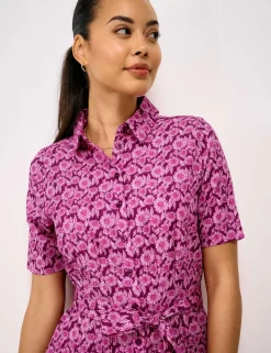 Lyocell Rich Floral Midi Shirt Dress