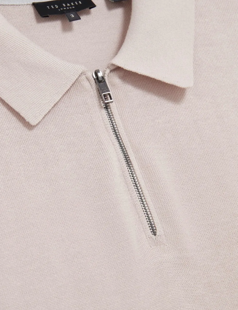 Lyocell Rich Half Zip Knitted Polo Shirt