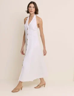 Lyocell Rich Halter Neck Midi Tailored Dress