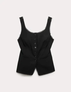 Lyocell Rich Lace Trim Waistcoat with Linen