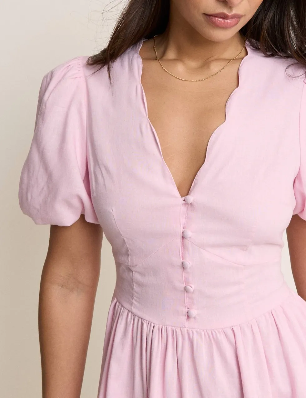 Lyocell Rich Mini Skater Dress with Linen