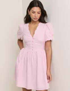 Lyocell Rich Mini Skater Dress with Linen