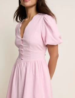 Lyocell Rich Mini Skater Dress with Linen