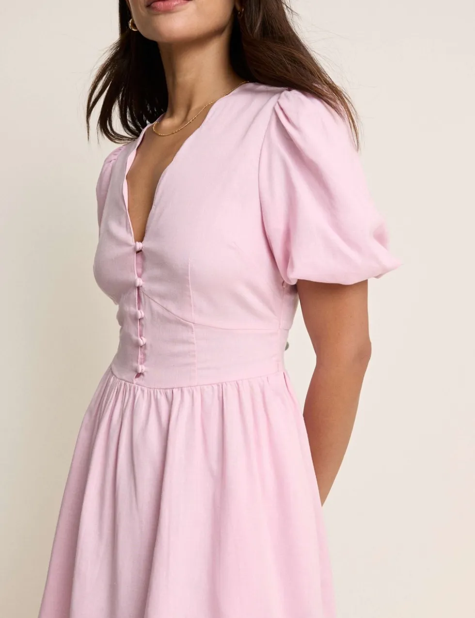 Lyocell Rich Mini Skater Dress with Linen