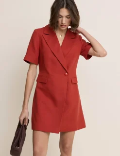 Lyocell Rich Mini Tailored Dress with Linen