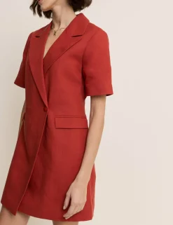 Lyocell Rich Mini Tailored Dress with Linen