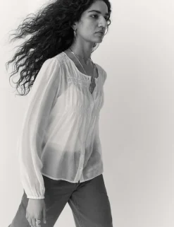 Lyocell Rich Pintuck Textured Blouse