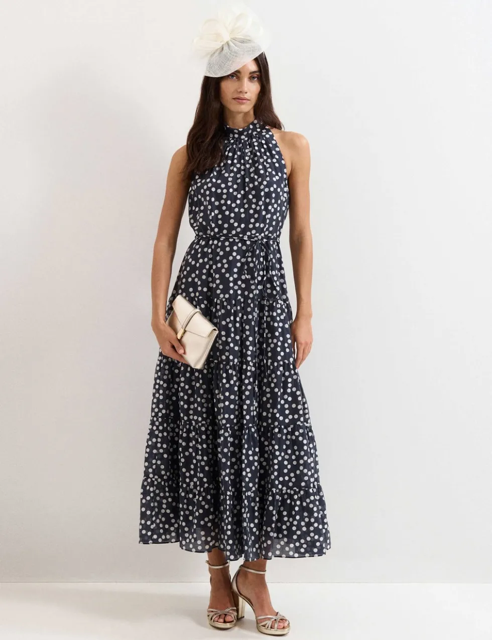 Lyocell Rich Polka Dot Maxi Tiered Dress