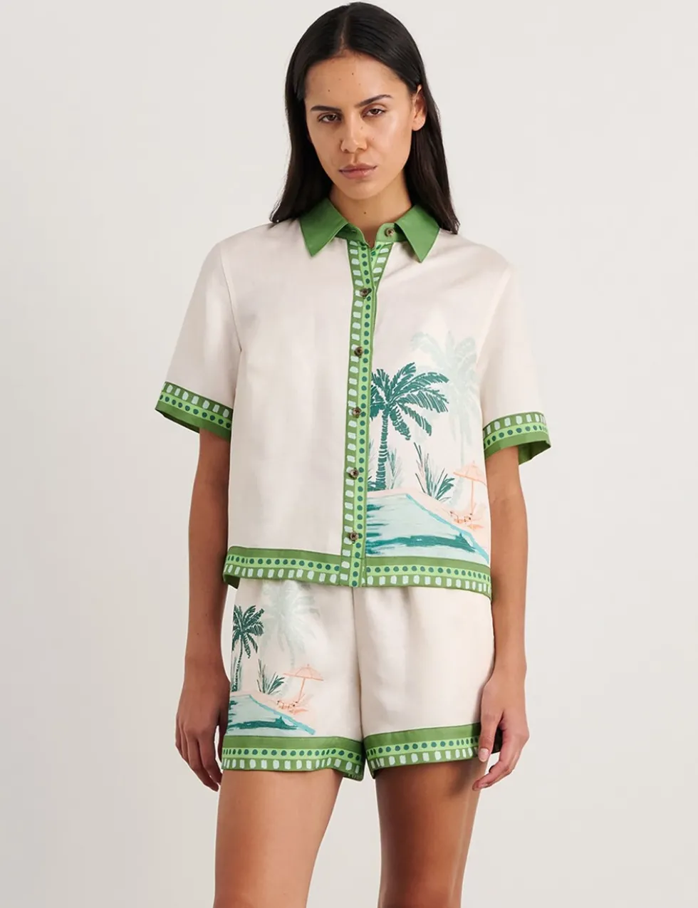 Lyocell Rich Printed Collared Shirt
