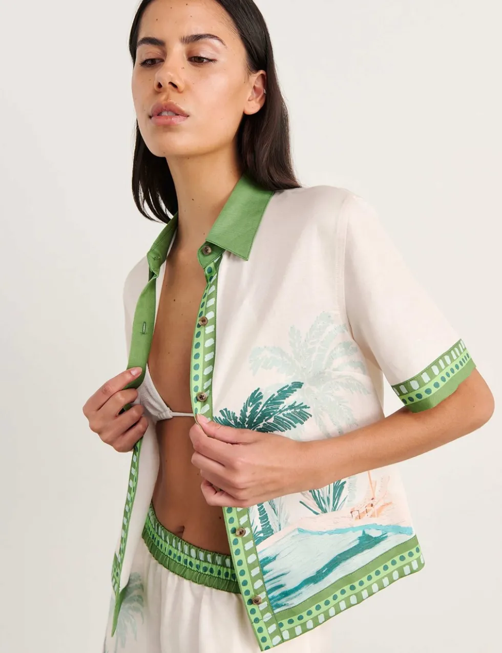 Lyocell Rich Printed Collared Shirt