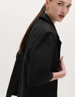 Lyocell Rich Short Sleeve Jacket with Linen