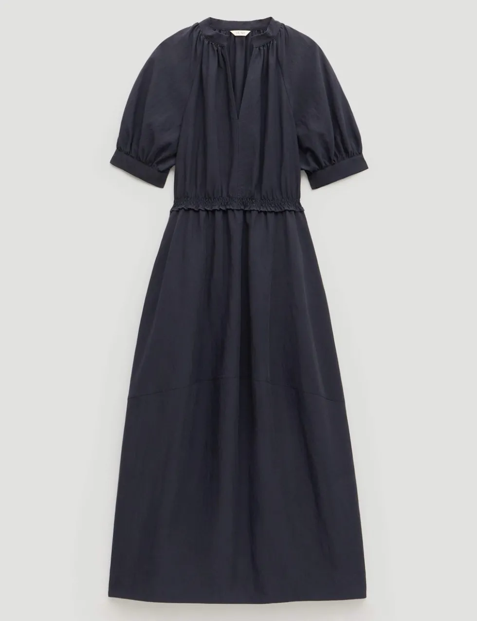 Lyocell Rich Short Sleeve Midi Waisted Dress