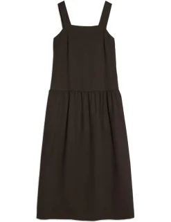 Lyocell Rich Square Neck Maxi Waisted Dress