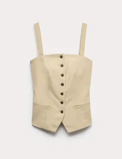 Lyocell Rich Square Neck Waistcoat with Linen