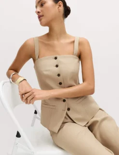 Lyocell Rich Square Neck Waistcoat with Linen