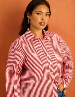 Lyocell Rich Striped Button Through Shirt