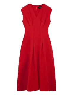 Lyocell Rich V-Neck Midi Skater Dress