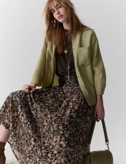 Lyocell Textured Collarless Utility Shirt