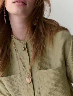Lyocell Textured Collarless Utility Shirt