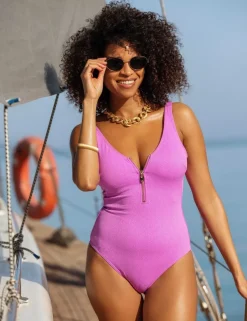 Malibu Tummy Control Zip Detail Padded Swimsuit