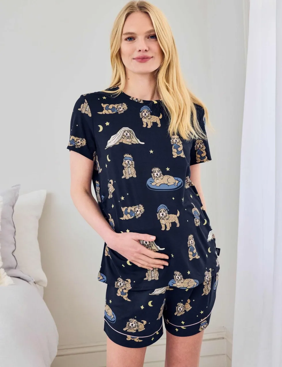 Maternity Bedtime Dog Printed Shortie Set