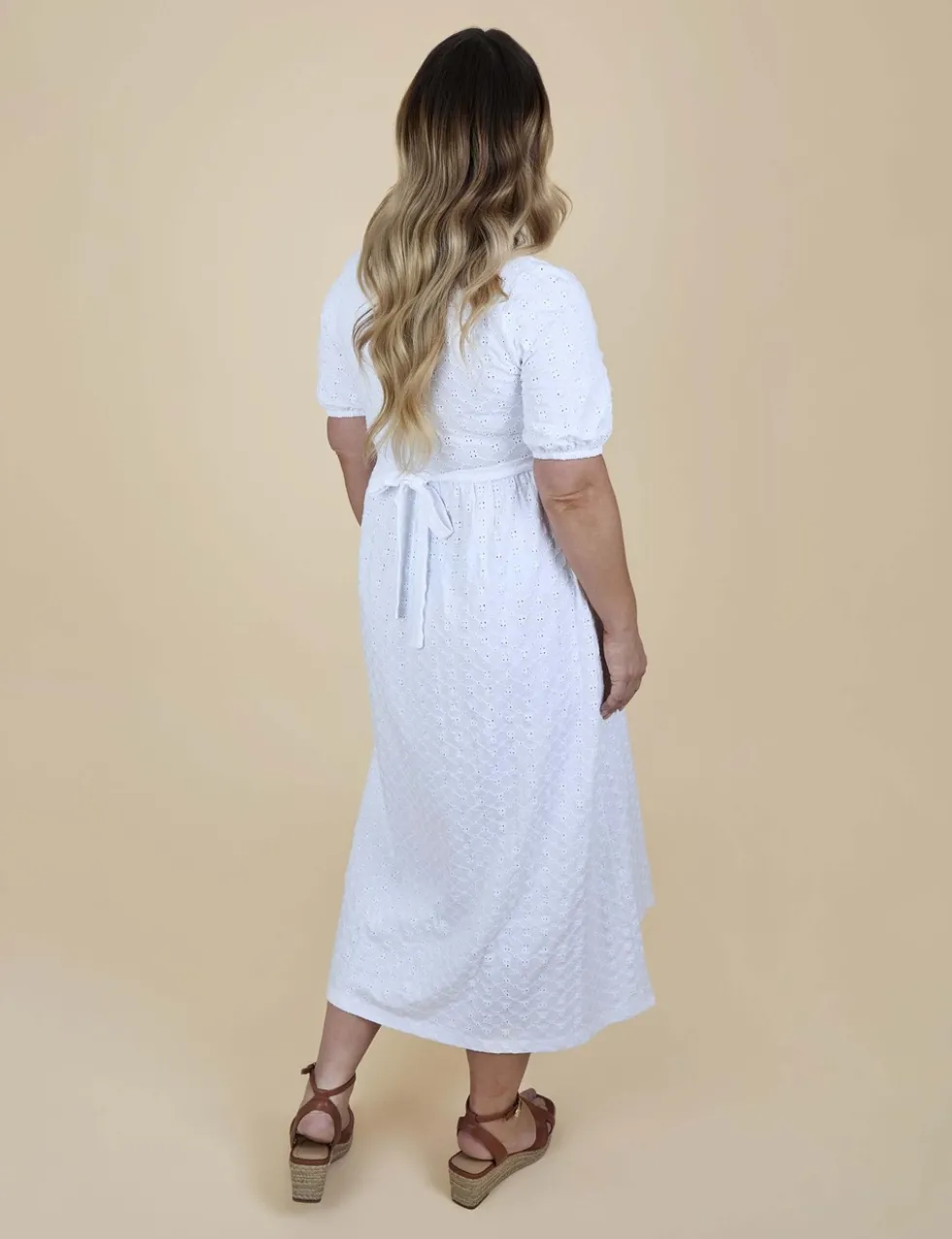 Maternity Broderie V-Neck Midi Dress