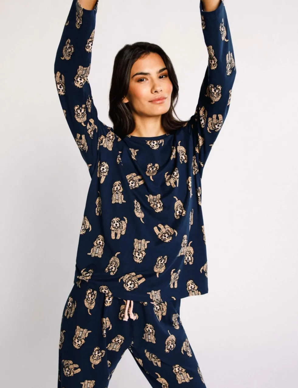 Maternity Cockapoo Snooze Print Crew Neck Long Pyjama Set