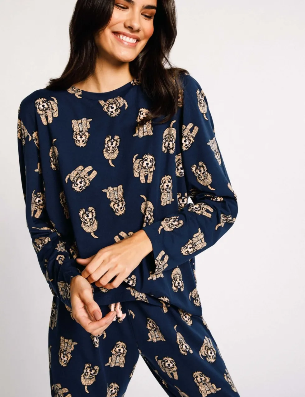 Maternity Cockapoo Snooze Print Crew Neck Long Pyjama Set