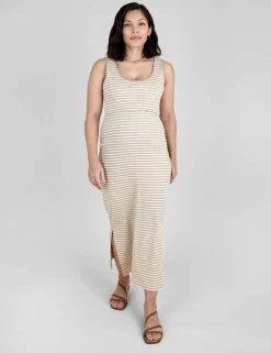 Maternity Cotton Rich Striped Maxi Bodycon Dress