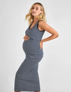 Maternity Cotton Rich Striped Maxi Dress