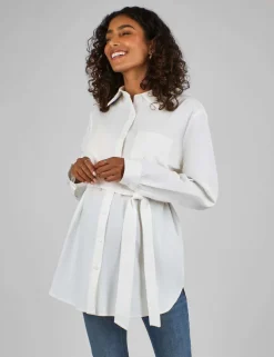 Maternity Cotton Rich Tie Front Blouse Shirt