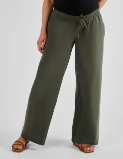 Maternity Cotton Rich Wide Leg Trousers