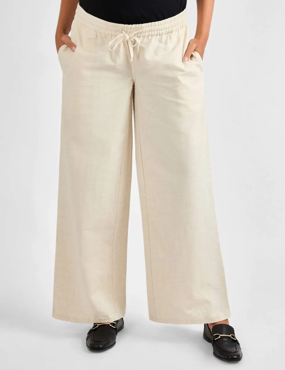 Maternity Cotton Rich Wide Leg Trousers with Linen