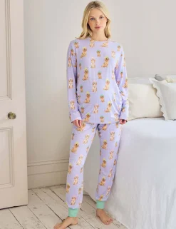 Maternity Dog Print Crew Neck Pyjama Set