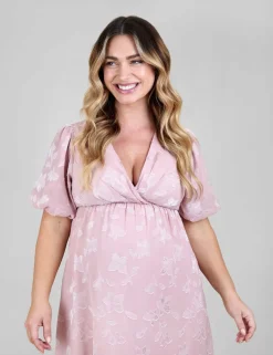 Maternity Floral V-Neck Midi Skater Dress