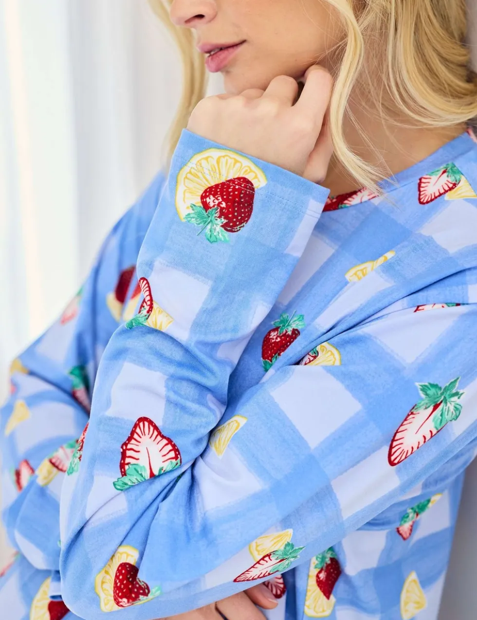 Maternity Fruit Print Crew Neck Pyjama Set