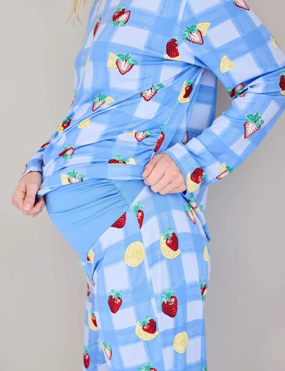 Maternity Fruit Print Crew Neck Pyjama Set