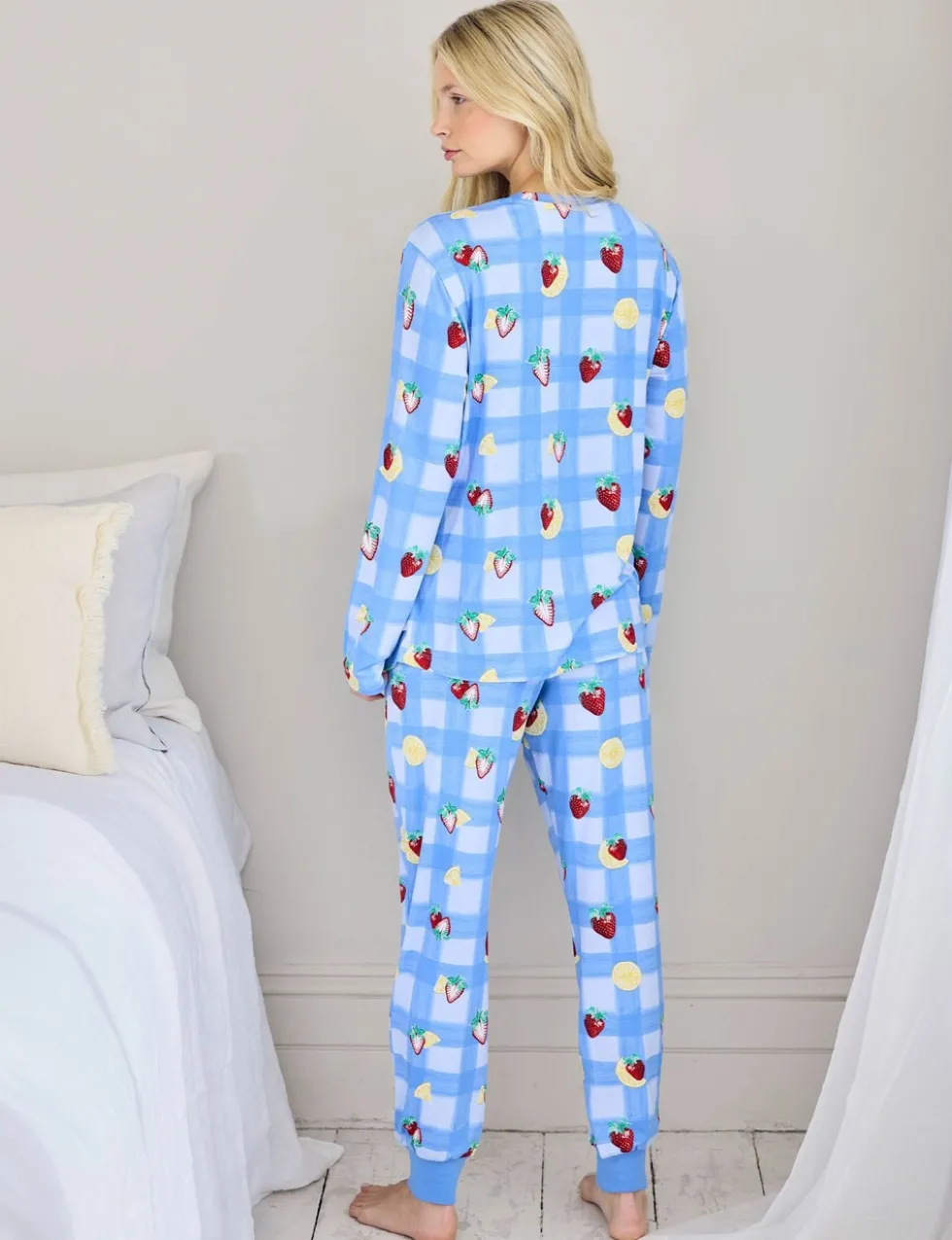 Maternity Fruit Print Crew Neck Pyjama Set