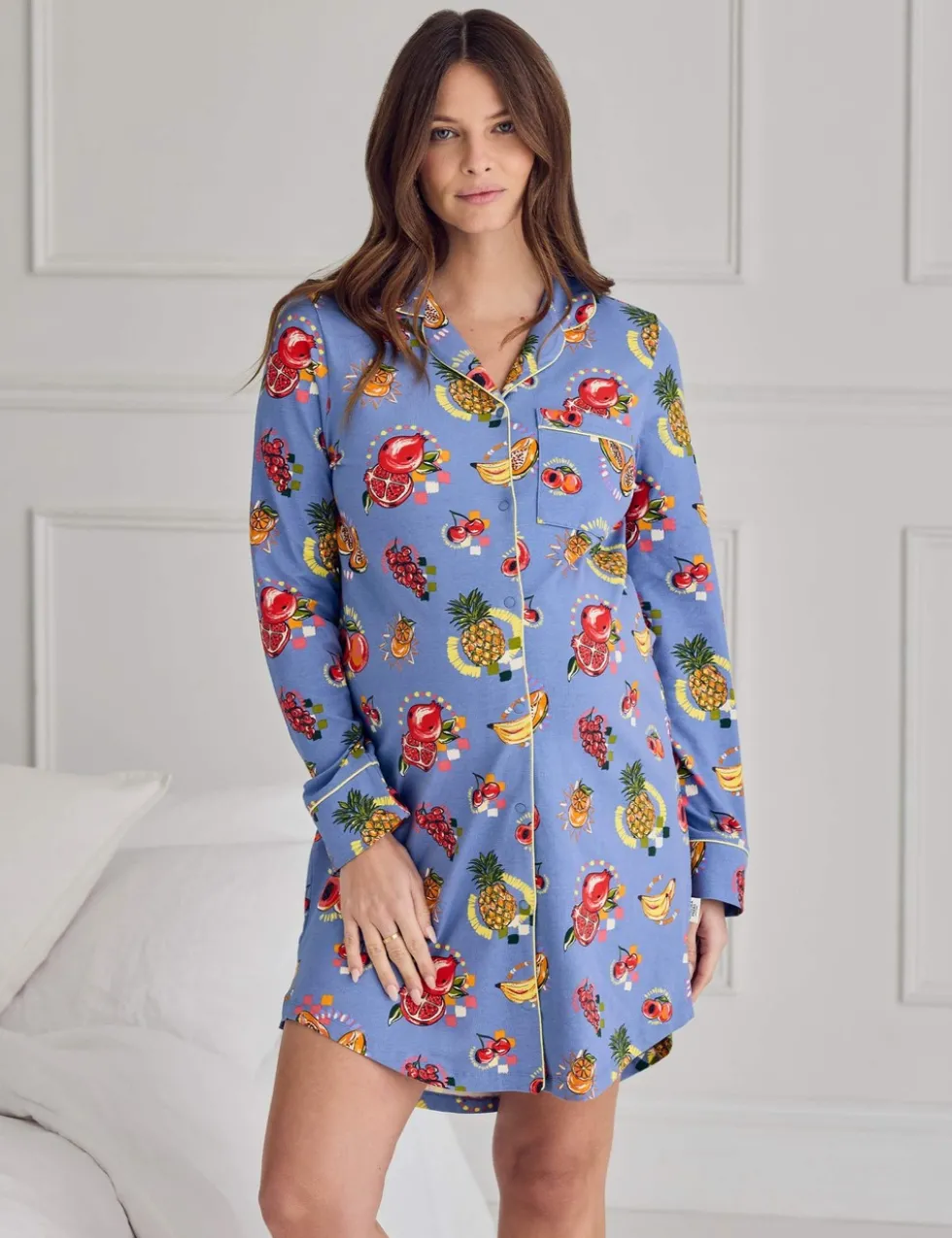 Maternity Jersey Fruit Print Nightshirt