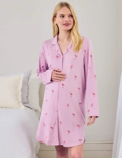 Maternity Modal Rich Flamingo Print Nightshirt