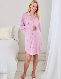 Maternity Modal Rich Flamingo Print Nightshirt
