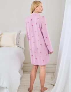 Maternity Modal Rich Flamingo Print Nightshirt
