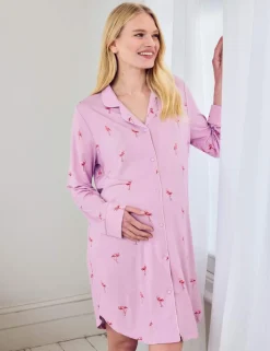 Maternity Modal Rich Flamingo Print Nightshirt