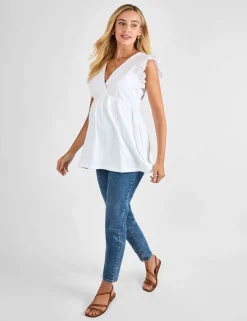 Maternity Pure Cotton Broderie V-Neck Blouse